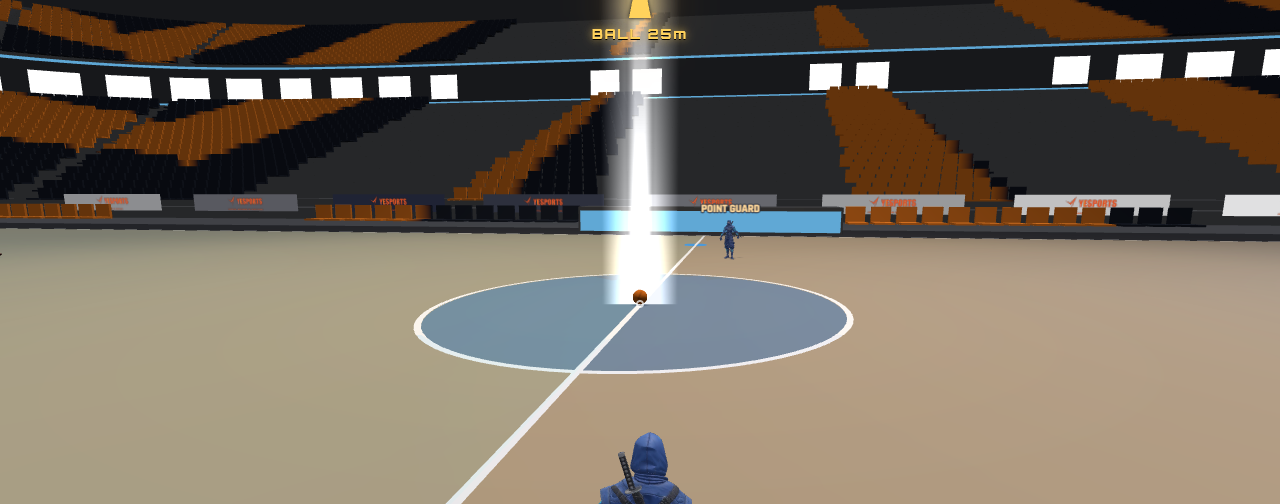 KAGE sprinting toward the ball beacon